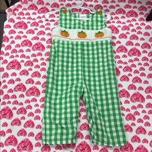 Green Checkered Kids Overalls fall